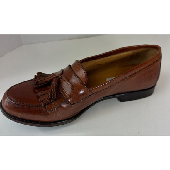 Mezlan Santander Cognac Brown Tassel Loafers Made in Spain Men's Shoes Size 9 W - Picture 7 of 12